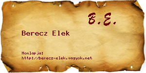 Berecz Elek névjegykártya
